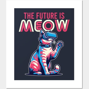 The Future Is Meow, Funny 80's Vaporwave Cat Posters and Art